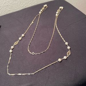 Gold Tone Necklace with Pearl like beads Necklace
